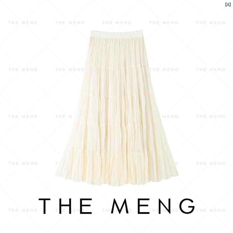 レディース　レディース　ファッション Mengmeng THEMENG スカート 夏 シフォンプリーツ Aラインイン イン ケーキ ロング