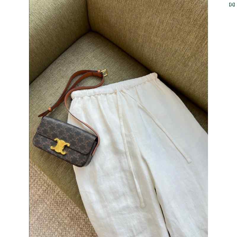 レディース　レディース　ファッション ホワイト リネン 日焼け防止 パンツ リラックス 薄手 製 コットン ワイド レッグ 夏用 カジュアル ウォーキング