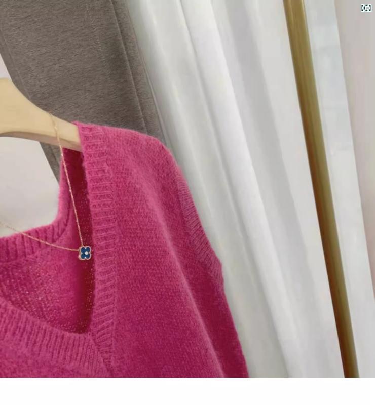 レディース　レディース　ファッション 秋冬 レトロ ハイエンド グレー セーター ベスト ゆったり レイ ヤード ノースリーブ Vネック ニット