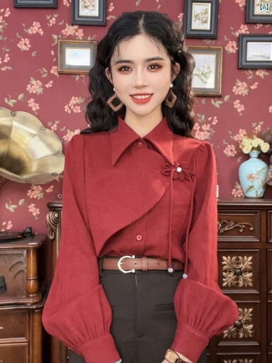 レディース ファッション おしゃれ 海外 大人 上品 かわいい 中華風 ライト ナショナル シャツ 春秋 ボタン トップ カジュアル 快適 シック レディース ファッション おしゃれ 海外 大人 上品 かわいい 中華風 ライト ナショナル シャツ 春秋 ボタン トップ カジュアル 快適 シック