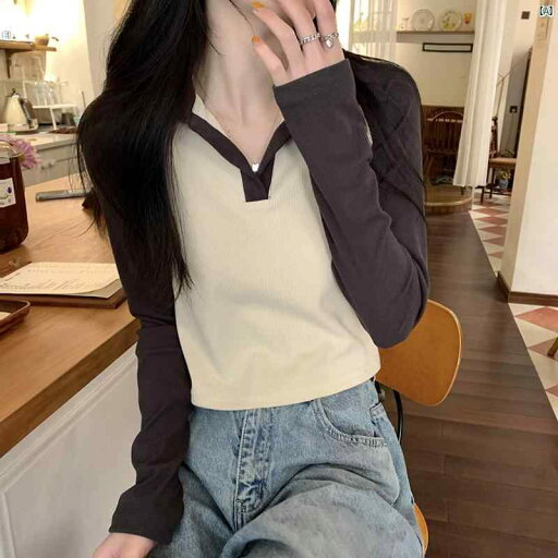 レディース ファッション おしゃれ 海外 海外風 夏 春 秋 上品 レディースファッション 韓国 カラー スプライシング 長袖 ボトム シャツ Tシャツ レディース 秋冬 スリム トップ レディース ファッション おしゃれ 海外 海外風 夏 春 秋 上品 レディースファッション 韓国 カラー スプライシング 長袖 ボトム シャツ Tシャツ レディース 秋冬 スリム トップ