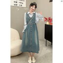 レディース ファッション おしゃれ 海外 海外風 夏 春 秋 上品 レディースファッション Huilman 韓国 Vネック ブレスト デニムベスト ドレス レディース 春夏
