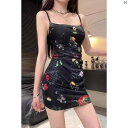 レディース ファッション おしゃれ 海外 海外風 夏 春 秋 上品 レディースファッション Qiqi レディース 夏 合わせて アメリカン スタイリッシュ ガール レトロ 花柄 ヒップ ハグ サスペンダー ドレス スリム 魅惑的 スカート
