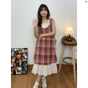 レディース レディース ファッション 海外 海外ファッション 綺麗 おしゃれ フレンチ レトロ フェイク 2点 スプライシング チェック柄 サスペンダー ドレス 夏 Aラインイン スカート