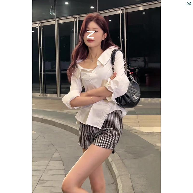 レディース レディース ファッション 海外ファッション 上品 韓国 スプライシング ワンショルダー シャツ レディース 夏 トップ