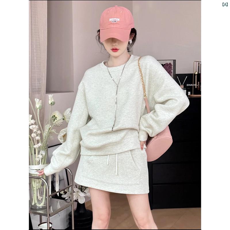 レディース レディース ファッション 海外ファッション 上品 アメリカン スイート クールカジュアル 長袖 セーター 巾着 スカート レディース 秋 ファッション スポーツ セットアップ可