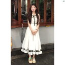 レディース レディース ファッション 海外ファッション 上品 韓国 カレッジ ノースリーブ ネイビーカラー シャツ ドレス レディース 夏 ファッション Aラインイン スカート(4)