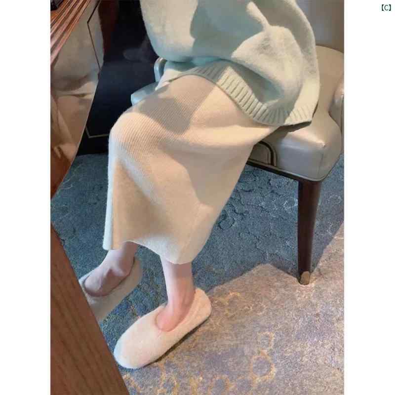 レディース　ファッション　おしゃれ　海外風　レディース 小柄 ストレート スカート 秋冬 グレー ニット ウール ハイエンド 見栄え 良い