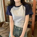 レディース ファッション おしゃれ 海外風 レディース アメリカン レトロ ラグラン 半袖 Tシャツ 夏 コットン スリミング ショート スリム スタイリッシュ ガール プチトップ