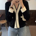 レディース ファッション おしゃれ 海外風 レディース 春秋 小柄 香り ジャケット セーター ソフト ワックス インナー トップ Vネック ニット カーディガン