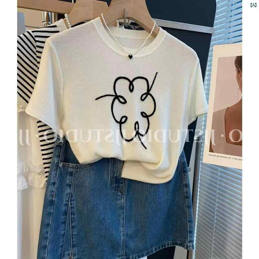 レディース レディース 海外ファッション おしゃれ ホワイト t シャツ 右 肩 半袖 冷感 セーター 刺繍 ラウンドネック トップ 夏 レディース レディース 海外ファッション おしゃれ ホワイト t シャツ 右 肩 半袖 冷感 セーター 刺繍 ラウンドネック トップ 夏