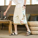 メンズ 海外ファッション 韓国 大人ストリート 夏 エスニック 刺繍 ゆったり 大きいサイズ ショート パンツ ワークウェア ストリート カジュアル 快適 ストレート(4)