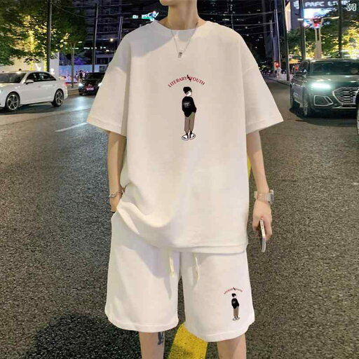 夏 メンズ ワッフル 半袖 スーツ 学生 プリント カジュアル ファッション スポーツ 男性 夏 メンズ ワッフル 半袖 スーツ 学生 プリント カジュアル ファッション スポーツ 男性