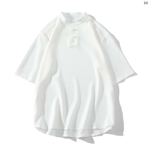 夏 薄手 半袖 メンズ 中華風 ボタン ダウン Tシャツ 製 ゆったり 大きいサイズ 無地 夏 薄手 半袖 メンズ 中華風 ボタン ダウン Tシャツ 製 ゆったり 大きいサイズ 無地
