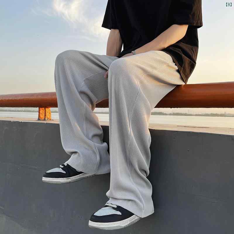 夏用 メンズ 冷感 パンツ 学生 ゆったり 通気性 ストレート カジュアル ストライプパンツ