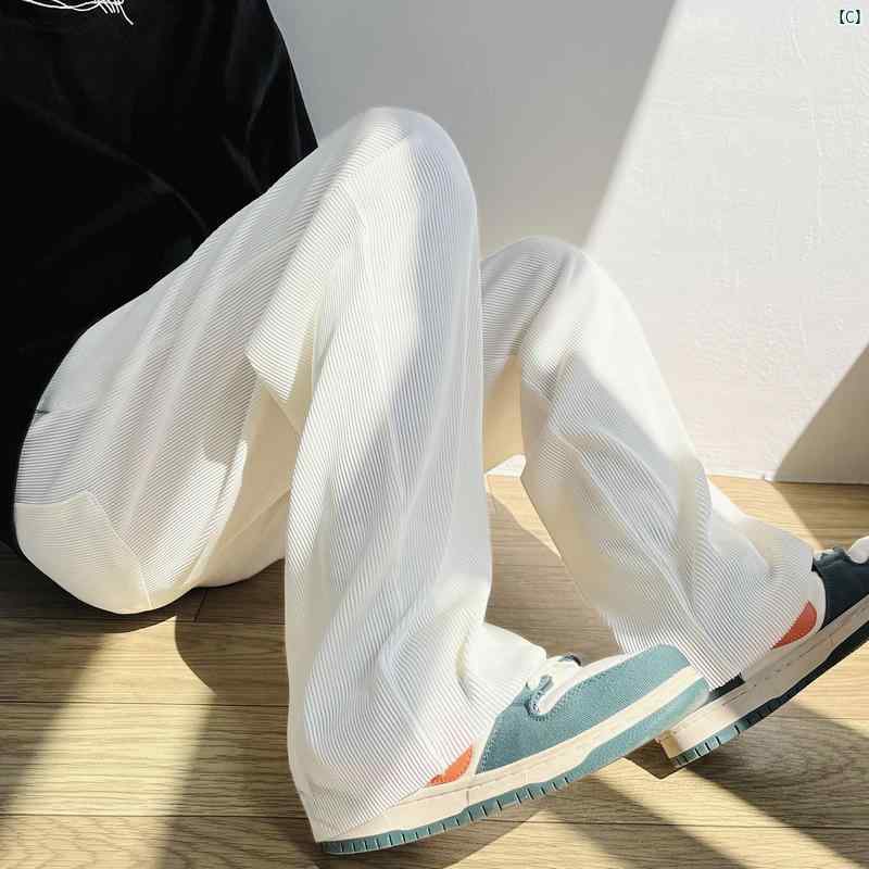 夏用 メンズ 冷感 パンツ 学生 ゆったり 通気性 ストレート カジュアル ストライプパンツ