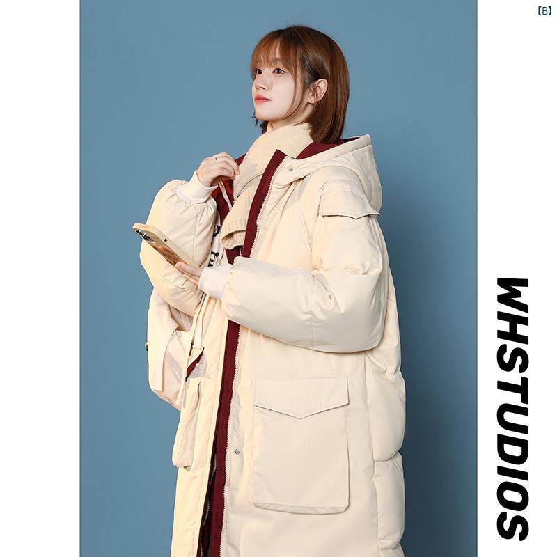 冬 レディース ミドル丈 コットンコート ゆったり 厚く 暖かい フード付き 塩 コットンジャケット ストリート 男性用