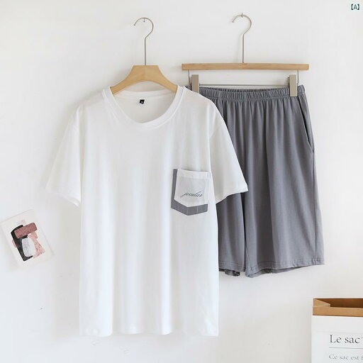 夏 メンズ AB 半袖 ショート パンツ カジュアル Tシャツ スーツ ニット コットン プルオーバー ホームウェア パジャマ 屋外着用 可能 夏 メンズ AB 半袖 ショート パンツ カジュアル Tシャツ スーツ ニット コットン プルオーバー ホームウェア パジャマ 屋外着用 可能