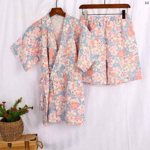 レディース パジャマ 夏 着物 半袖 ショーツ 2点セット コットンガーゼ レトロ 漢服 ホーム ウェア レディース パジャマ 夏 着物 半袖 ショーツ 2点セット コットンガーゼ レトロ 漢服 ホーム ウェア