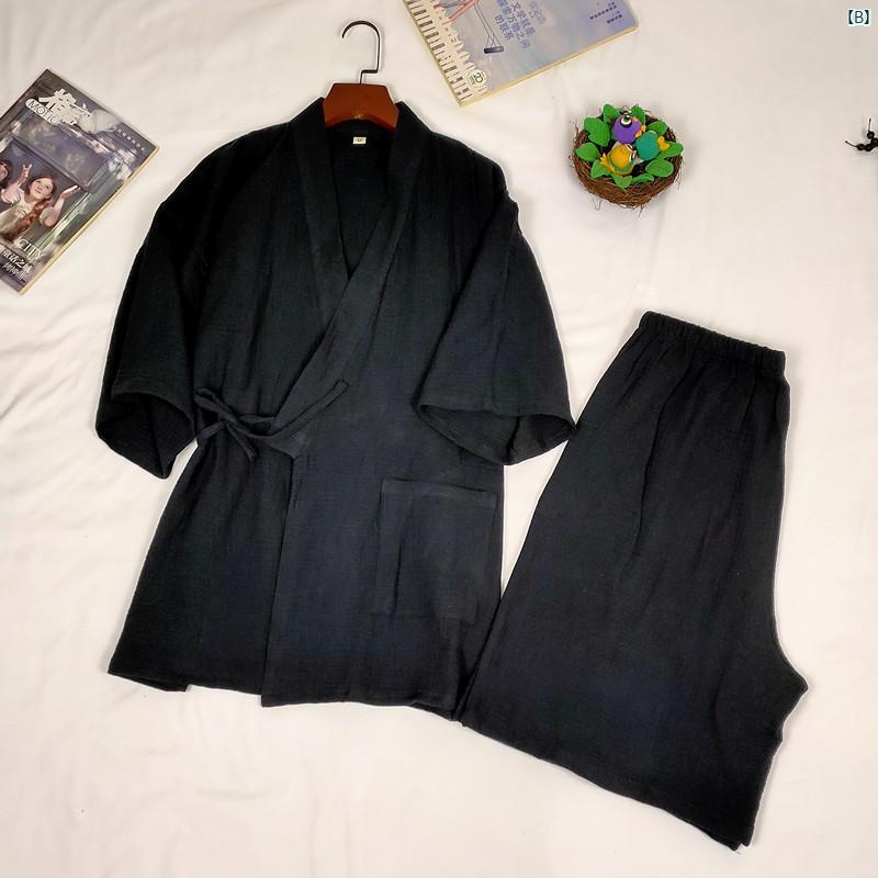 着物 パジャマ メンズ 半袖 ショーツ 蒸し 服 コットン 薄手 夏 レースアップ ホーム プラス サウナ