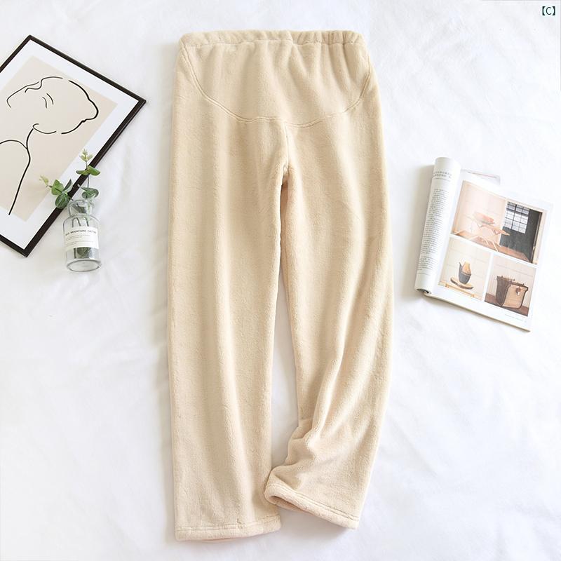 冬 フランネル マタニティパンツ 裏起毛 コーラル ベルベット ホーム パンツ 両面 ベリー サポート ウエスト 調節可能 大きいサイズ 厚手