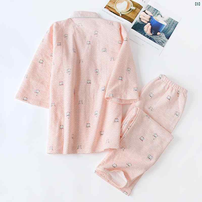 秋冬 着物 パジャマ レディース 九分 袖 ズボン 空気 層 薄手 キルティング ホーム 服 スーツ カーディガン 和風