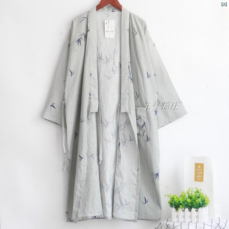 カップル 夏 コットン 二重 ガーゼ ネグリジェ カーディガン 和風 浴衣 レディース メンズ バスローブ 大きいサイズ 花柄