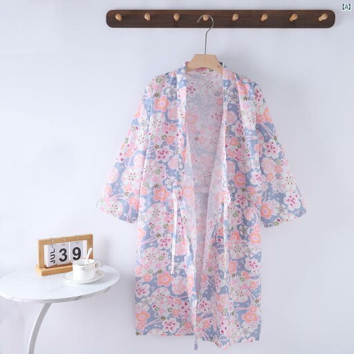 夏 コットン 二重 ガーゼ ネグリジェ 和風 着物 浴衣 レディース ミドル丈 カーディガン レースアップ 桜 夏 コットン 二重 ガーゼ ネグリジェ 和風 着物 浴衣 レディース ミドル丈 カーディガン レースアップ 桜