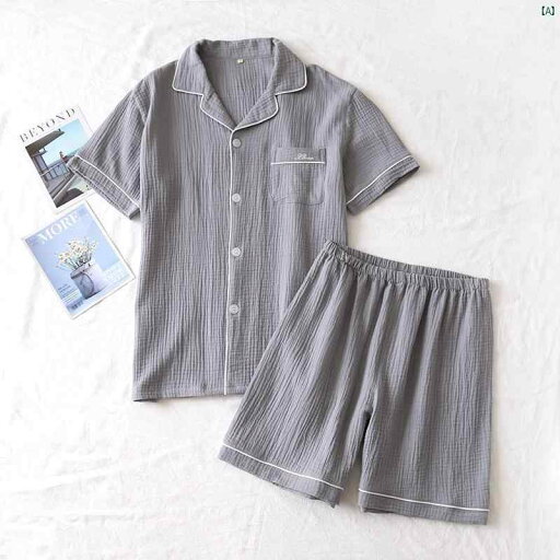夏 クレープ コットン 二重 ガーゼ パジャマ 男性用 薄手 半袖 ショーツ ホーム 服 大きいサイズ 夏 クレープ コットン 二重 ガーゼ パジャマ 男性用 薄手 半袖 ショーツ ホーム 服 大きいサイズ