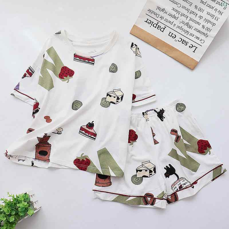 夏 コットン パジャマ レディース 半袖 ショーツ カジュアル ホームウェア プルオーバー スーツ かわいい スポーツ ビーチ