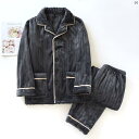 レディース 秋冬 フランネル パジャマ 長袖 コーラル ベルベット 裏起毛 厚手 メンズ ホーム 服 カーディガン ピット ストリップ 大きいサイズ プラス