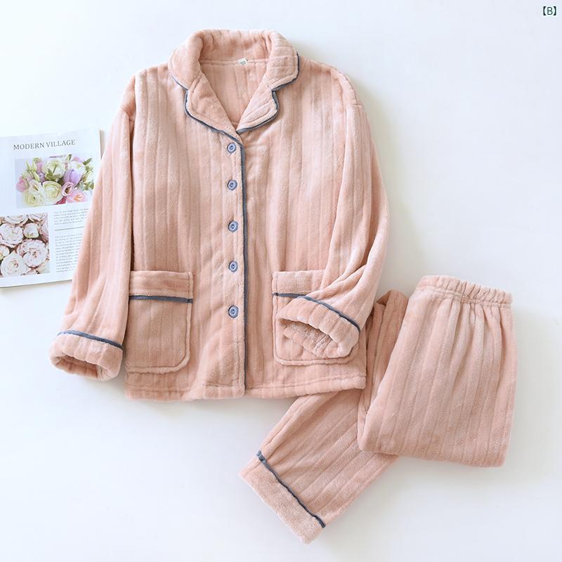 レディース 秋冬 フランネル パジャマ 長袖 コーラル ベルベット 裏起毛 厚手 メンズ ホーム 服 カーディガン ピット ストリップ 大きいサイズ プラス