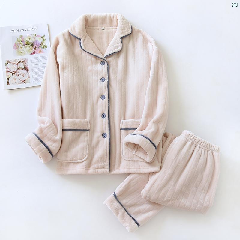 レディース 秋冬 フランネル パジャマ 長袖 コーラル ベルベット 裏起毛 厚手 メンズ ホーム 服 カーディガン ピット ストリップ 大きいサイズ プラス
