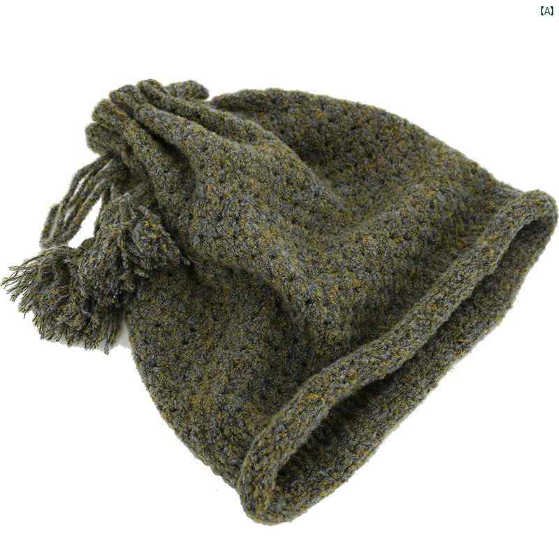 レディース　帽子　ファッション　おしゃれ　韓国　海外風 小葉 チャオ ファイン メリノウール 丸 糸 手織り パイル ウール 帽子 スカーフ