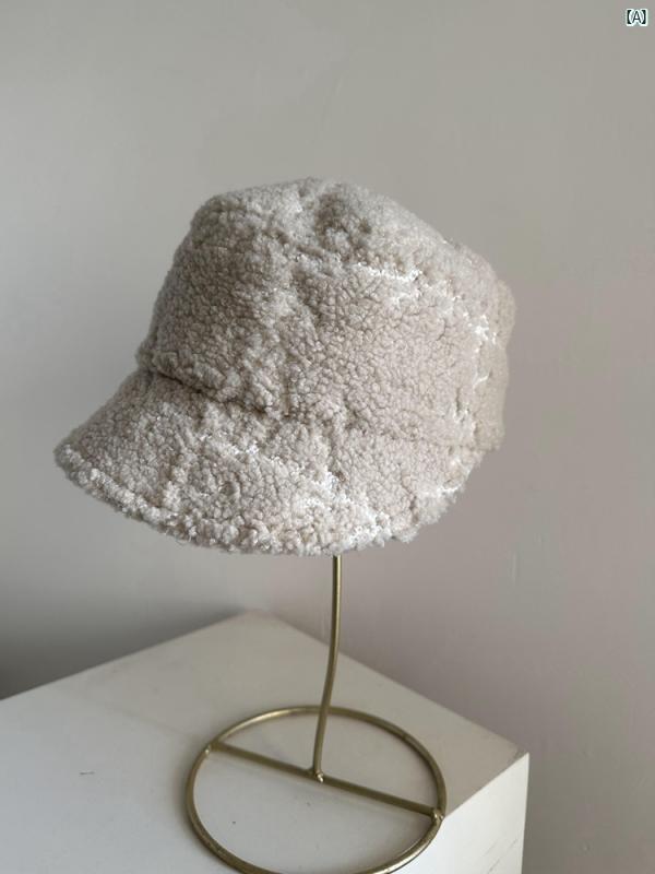 ラムウール ナイトキャップ ピーク キャップ ブラウンベージュ 厚手 冬 暖かい レディース フラット トップ