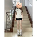 レディース レディース アーバンファッション モダンファッション 海外 欧州 個性的 アーバン 小柄 ブラック ショート パンツ 夏 スポーツ レジャー ゆったり ハイウエスト スリム ドローストリング Aラインイン ワイド レッグ ホット
