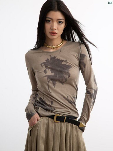 レディース Y2K アーバンファッション 海外ファッション レディース おしゃれ Luobian メイド 中華風 プリント Tシャツ スリム 長袖 ラウンドネック レトロ 春夏ハロー 染め レディース レディース Y2K アーバンファッション 海外ファッション レディース おしゃれ Luobian メイド 中華風 プリント Tシャツ スリム 長袖 ラウンドネック レトロ 春夏ハロー 染め レディース
