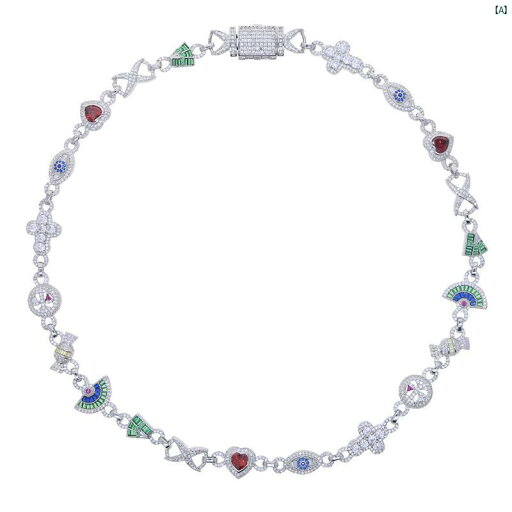 イン ヒップ ホップ 愛目 クロス カラー ネックレス カップル 象嵌 ジルコン 鎖骨 チェーン イン ヒップ ホップ 愛目 クロス カラー ネックレス カップル 象嵌 ジルコン 鎖骨 チェーン