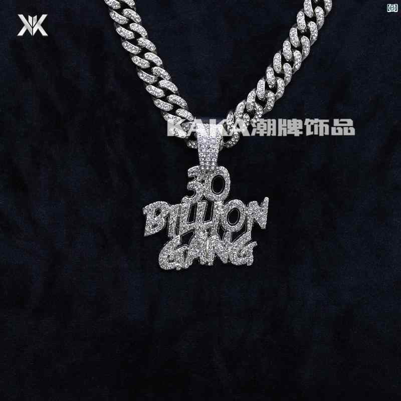 誇張 数字 文字 スプライス ペンダント メンズレディース クール ヒップ ホップ 短い 鎖骨 キューバ ネックレス