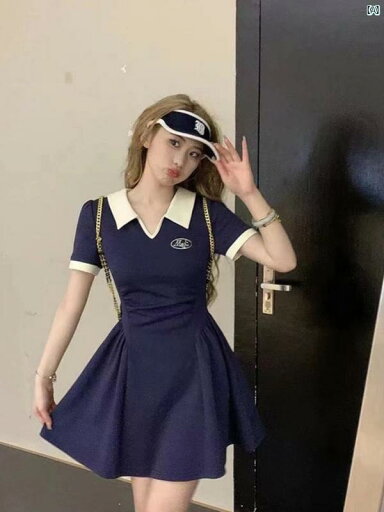アーバンファッション ファッション モダン アメリカン ポロ カラー コントラスト ドレス レディース 夏 スタイリッシュ ガール プリーツ 尻 カバー ショート スカート アーバンファッション ファッション モダン アメリカン ポロ カラー コントラスト ドレス レディース 夏 スタイリッシュ ガール プリーツ 尻 カバー ショート スカート