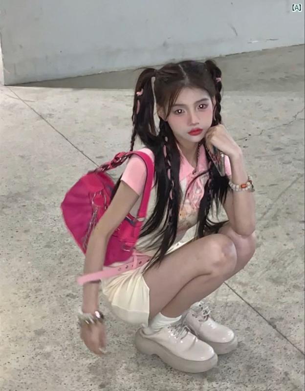 アーバンファッション　ファッション　モダン アメリカン スタイリッシュ ガール 半袖 トップ スカート 2点セット 小柄 スーツ