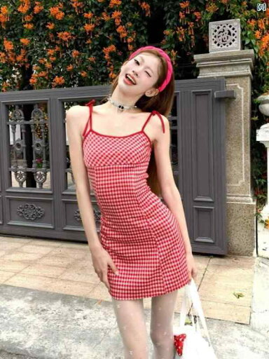 アーバンファッション ファッション モダン スパイシー ホリデー サスペンダー ドレス 夏 リトル レッド チェック柄 バックレス Aラインイン スカート アーバンファッション ファッション モダン スパイシー ホリデー サスペンダー ドレス 夏 リトル レッド チェック柄 バックレス Aラインイン スカート