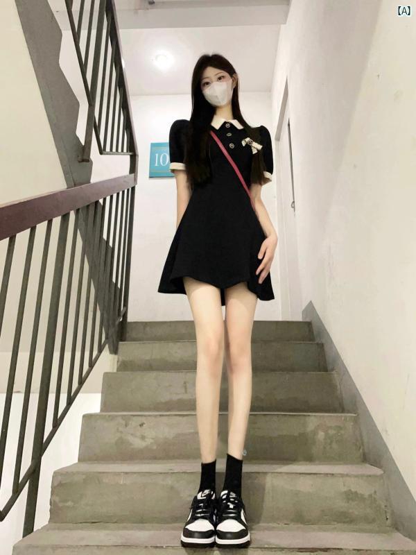 アーバンファッション　ファッション　モダン ポロ ネック スタイリッシュ ガール ブラック ドレス レディース ハイエンド フレンチ ヒップ ハグ スカートのサムネイル