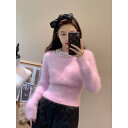 海外ファッション 冬 ウィンター レディース レディース アーバン アーバンファッション 大人 秋冬 レディース て 小柄 香り セーター 韓国 優しい 柔らかい ワックス 状 モヘア パールカラー トップ