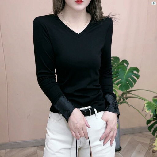 レディース 冬 ファッション アーバンファッション おしゃれ 中華風 シャツ 春秋 スリム 無地 シック エスニック Vネック 長袖 Tシャツ レディース 冬 ファッション アーバンファッション おしゃれ 中華風 シャツ 春秋 スリム 無地 シック エスニック Vネック 長袖 Tシャツ