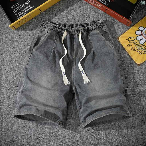 レトロ デニムショートパンツ 男性用 夏 薄手 タイト ウエスト カジュアル ミッド パンツ ストレート レッグ 5 分 レトロ デニムショートパンツ 男性用 夏 薄手 タイト ウエスト カジュアル ミッド パンツ ストレート レッグ 5 分