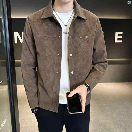 ワークジャケット メンズ 春秋 ハイエンド スリム ジャケット スエード トップ ワークジャケット メンズ 春秋 ハイエンド スリム ジャケット スエード トップ