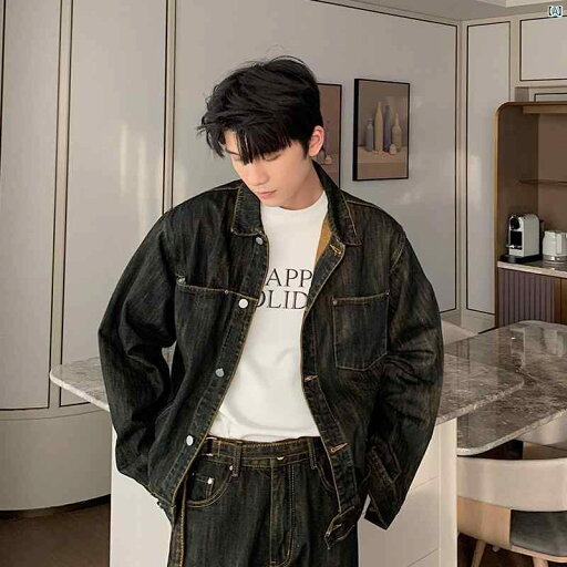 ティーン 紳士服 学生 ファッション スーツ ハイエンド デニムジャケット 男性 ティーン 紳士服 学生 ファッション スーツ ハイエンド デニムジャケット 男性