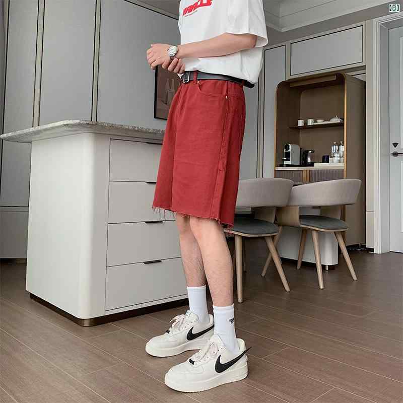 夏 ブラック デニムショートパンツ メンズ 五分丈 パンツ 快適