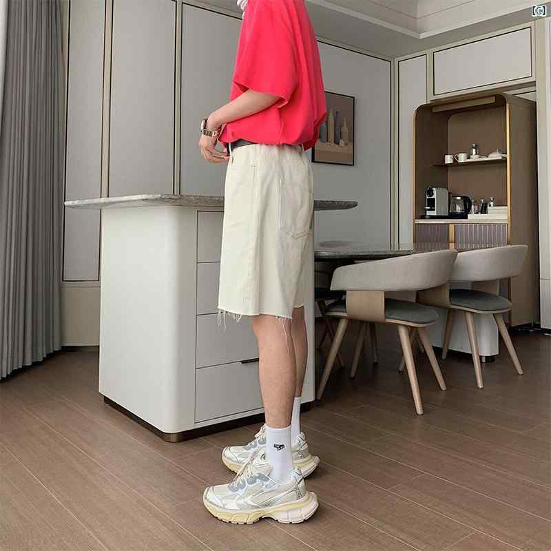 夏 ブラック デニムショートパンツ メンズ 五分丈 パンツ 快適